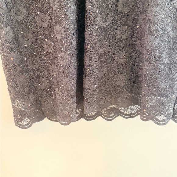 Connected Apparel Black Sequin Dress with Flared Sheer Sleeves Size 16 - Picture 6 of 16